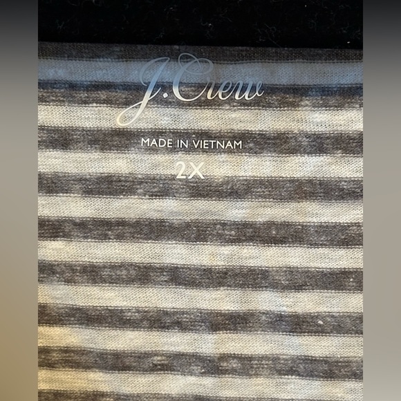 J.Crew slub cotton, V-neck T-shirt in stripes charcoal size 2X NWT - Picture 5 of 7